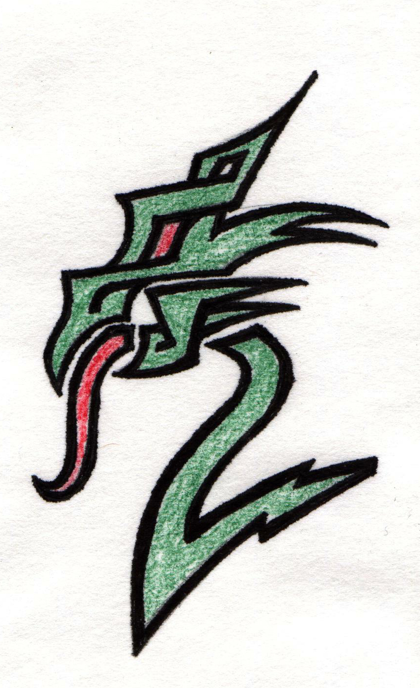 Tribal Dragon tattoo flash by