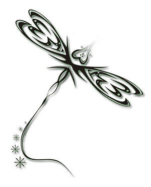 Tribal Dragonfly -2- - dragonfly tattoo