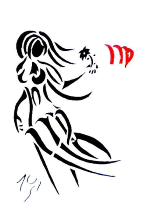 tribal zodiac VI Virgo | Flower Tattoo