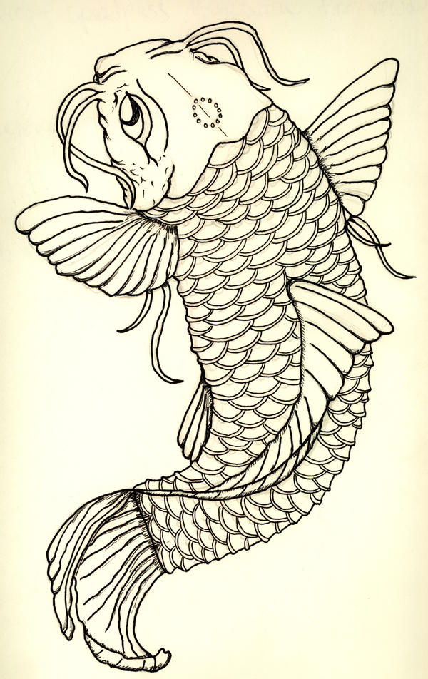 Koi tattoo sketch out by