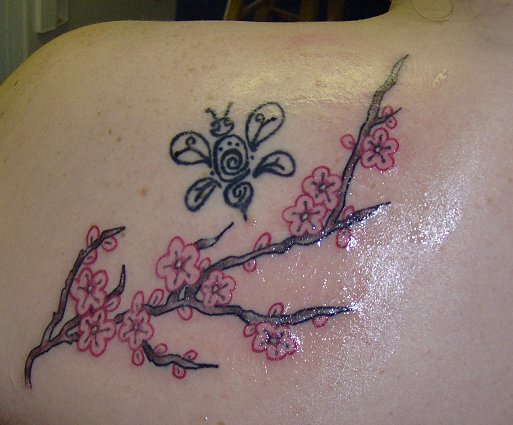 Cherry Blossom Branch Tattoo - shoulder tattoo