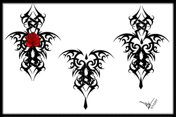 Gothic Tribal Rose Back Tat by Quicksilverfury on deviantART