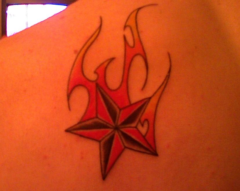 flaming star tattoos
