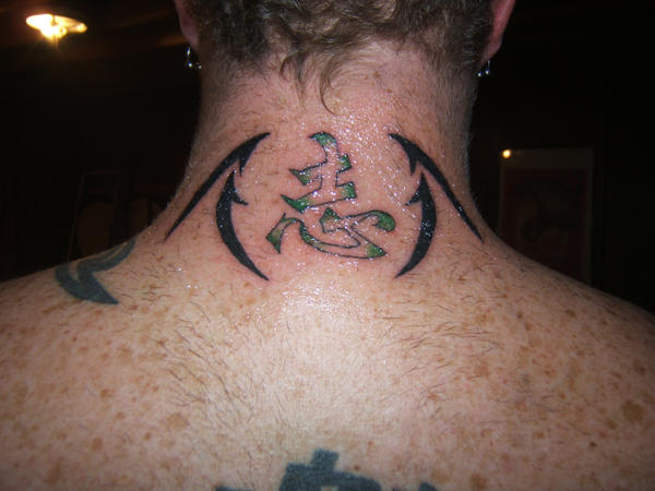 3 star tattoo on neck. 3 star tattoo on neck.