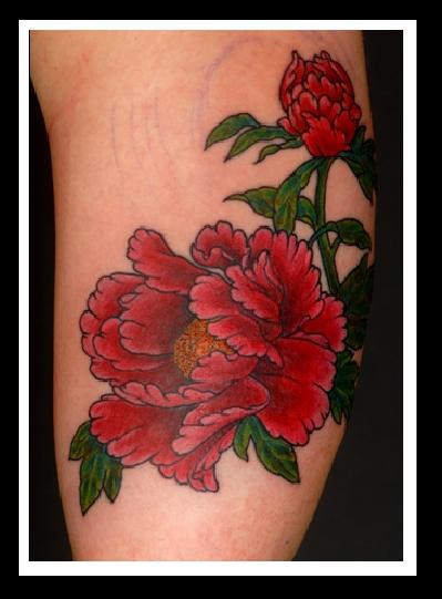 Red Flowers of Heart | Flower Tattoo