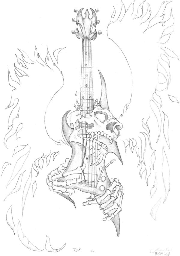 Skull Guitar tattoo by ~Gaaradeviant on deviantART