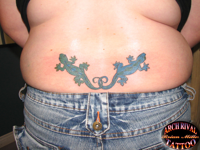 lower back gecko tattoo by theothertattooguy on deviantART