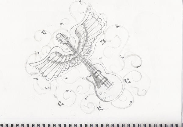 Guitar Tattoo Design by