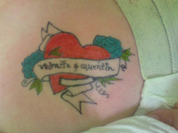 Broken Heart Tattoo For Women Sacred Heart with kids names Tattoo