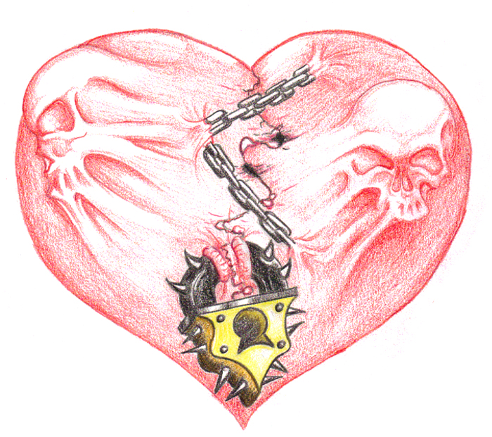 Heart with Lock Chest Tatt - chest tattoo