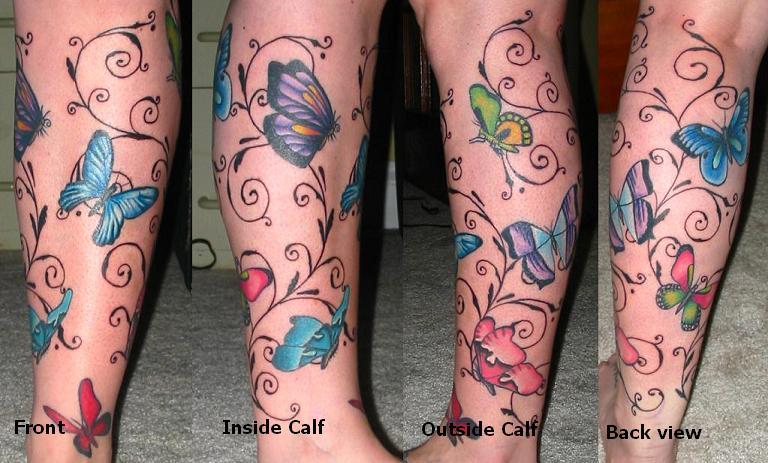 Butterfly Leg Scroll | Flower Tattoo