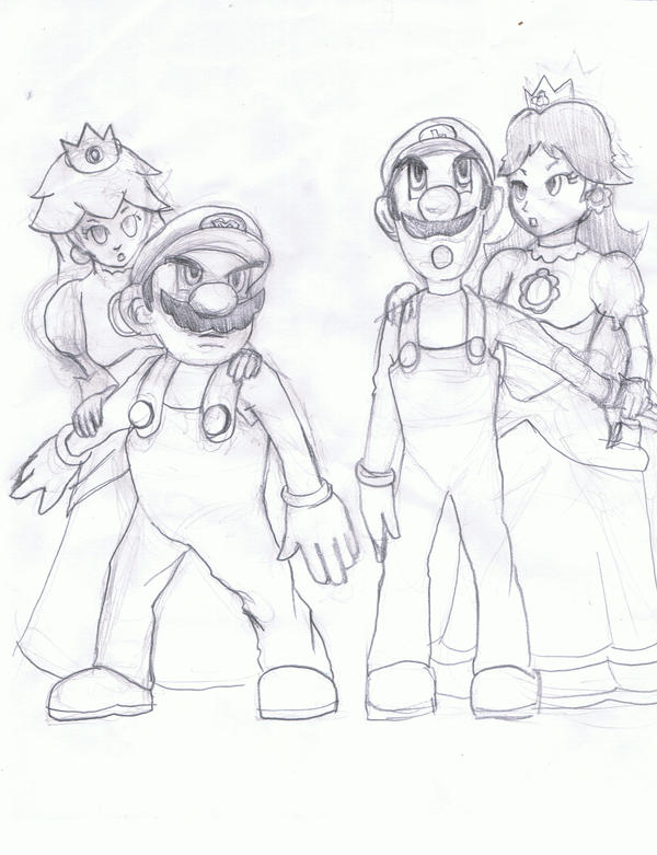 mario and luigi and peach and daisy. Mario, Luigi, Daisy, and Peach