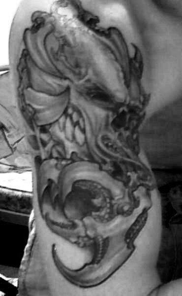 Ed Lee Biomech Skull tattoo by iseezombies on deviantART