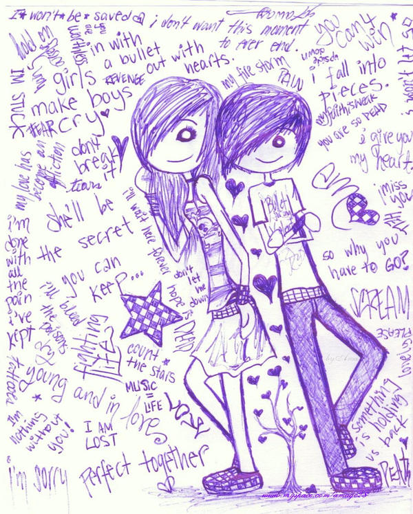 wallpaper of emo couple. Emo couple by ~amarenna on