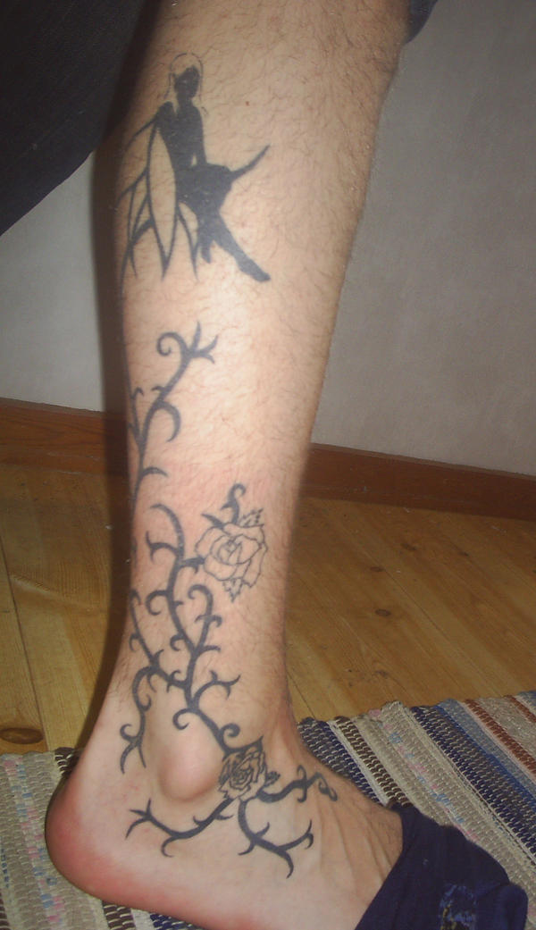 Right leg tattoo fairy roses by DMouze on deviantART