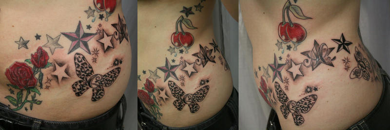 Stars Cherry Rose Leopard TaT | Flower Tattoo