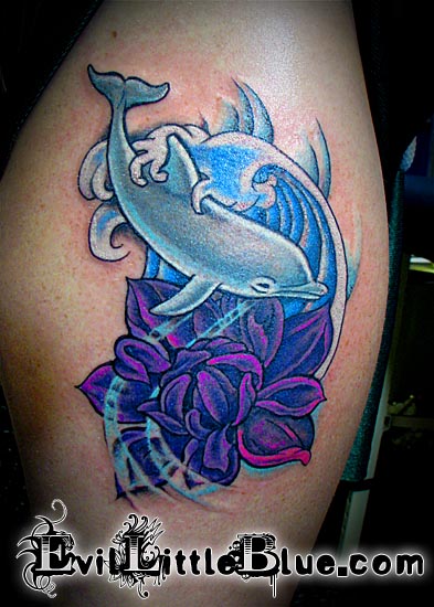 Dolphin and Flower | Flower Tattoo