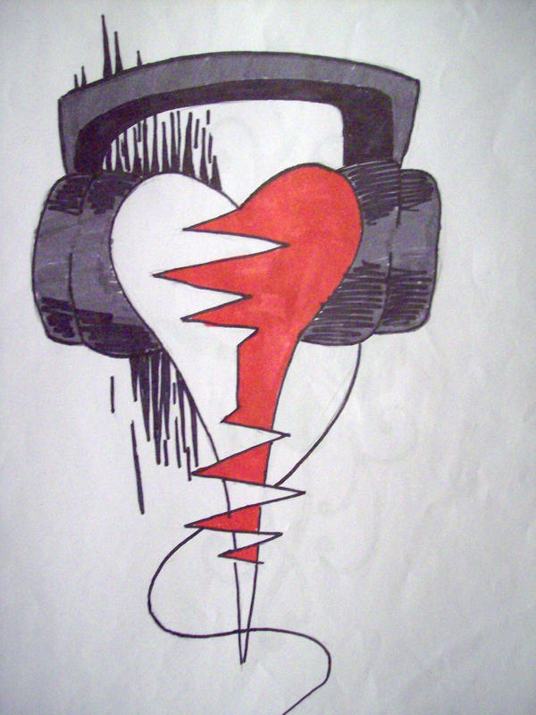 music heart tattoo. music heart tattoo design by