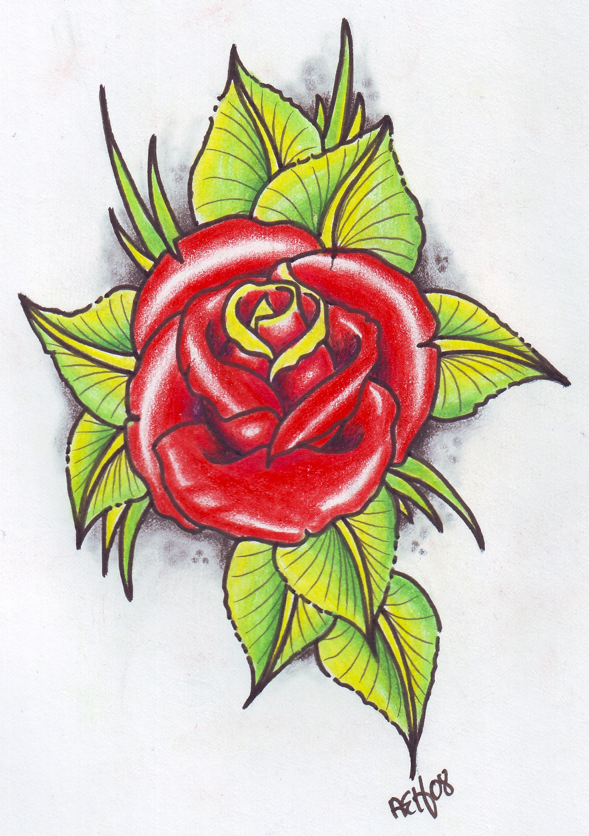 Neo Trad Rose tattoo flash by vikingtattoo Tattoo Flash Rose