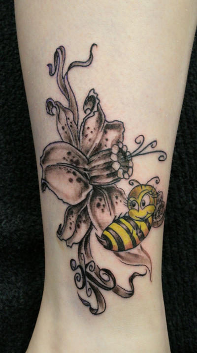 bee tattoo. Flower Bee Tattoo - flower