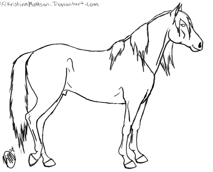 Standing Horse Lineart by Abiadura on DeviantArt