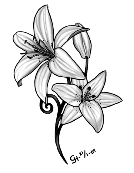 Lily Tattoo by ~Black-petal on
