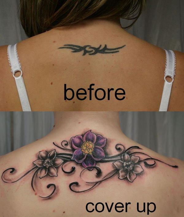 Tribal Cover up Tattoo Flowers
