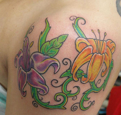 Flower Tattoo, Color - flower tattoo