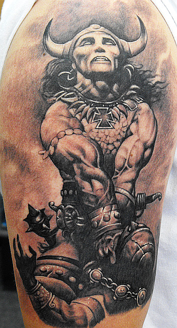 conan frazetta tattoo - shoulder tattoo