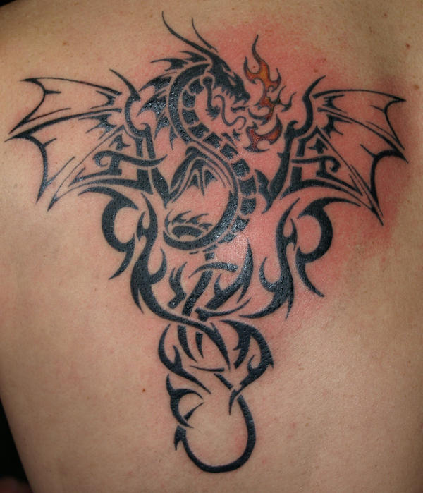 Tribal Dragon - shoulder tattoo