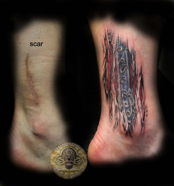 muscle tattoos. Cover scar muscle tattoo by