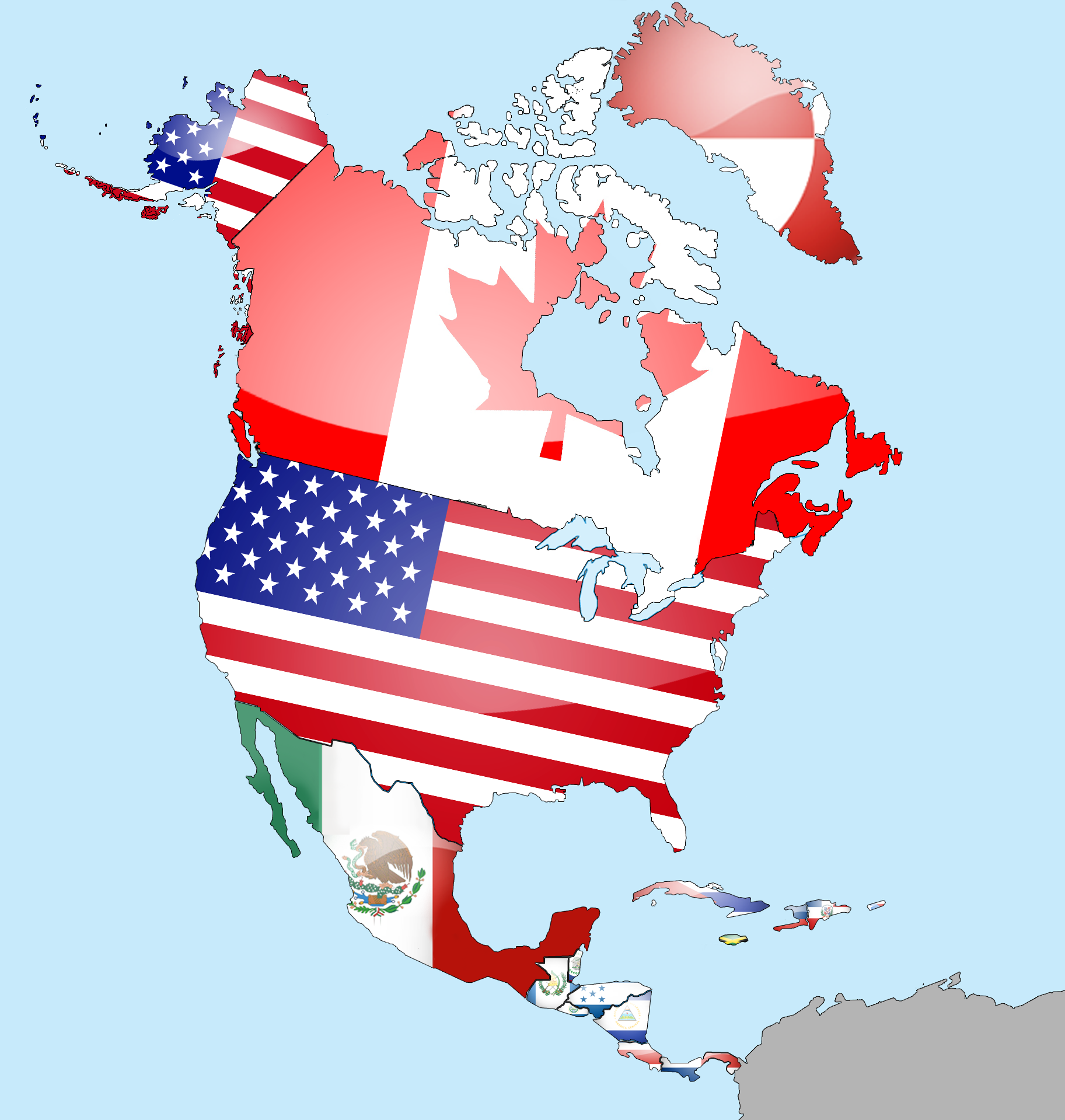 Map North America Flag