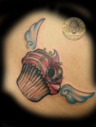 girly skull tattoos. muffin girly skull wings