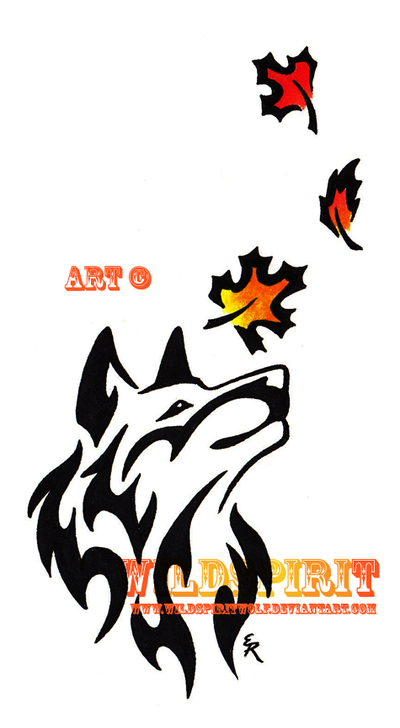 wolf tattoo designs. Autumn Leaves Wolf Tattoo by