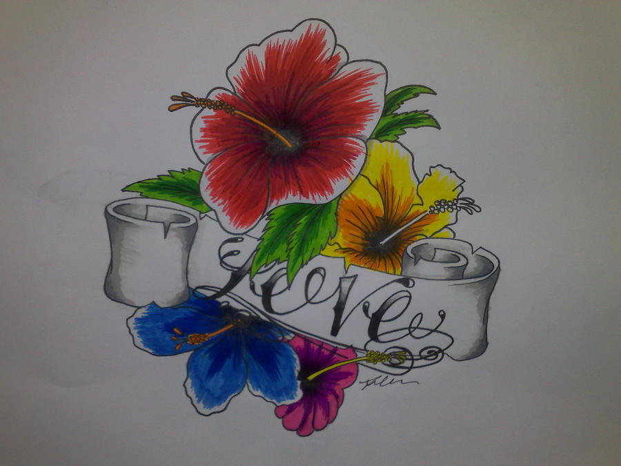 hibiscus flowers tattoo. Hibiscus flower tattoo by