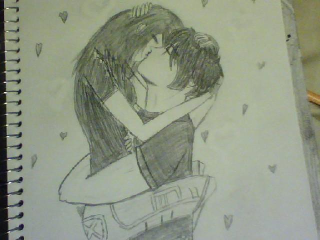 anime couples in rain. (Anime couple kiss by )