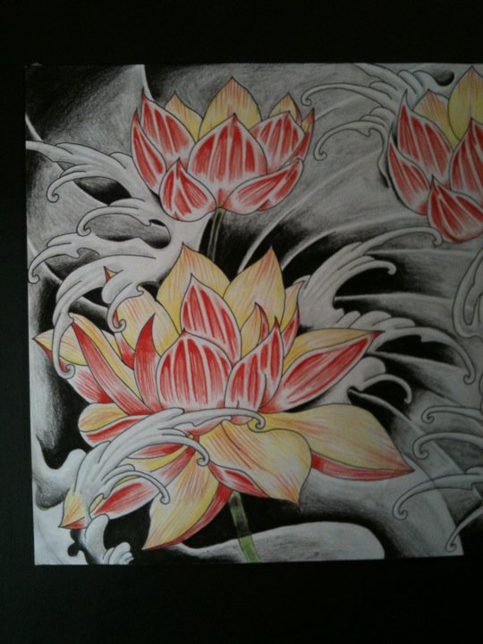 Skull and Lotus Flower 3 | Flower Tattoo