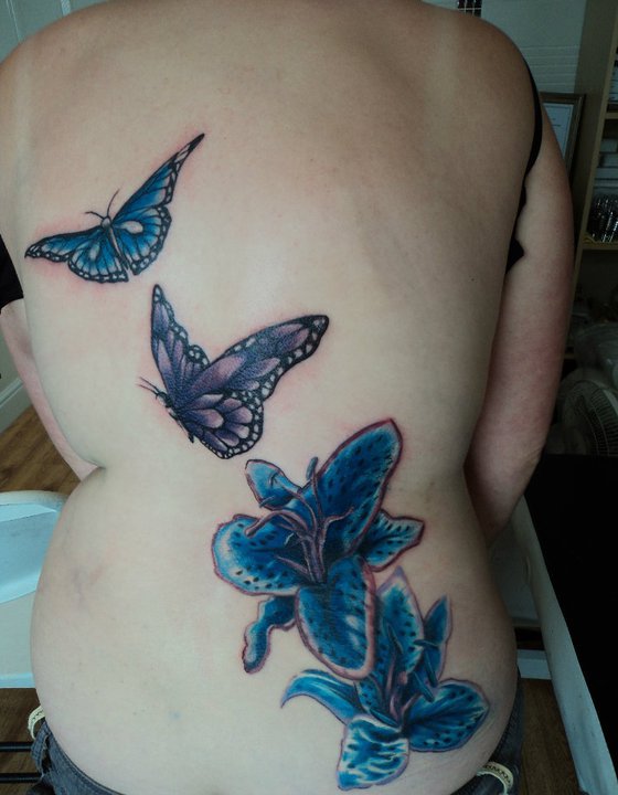 Traditional Butterfly Flower Tattoo