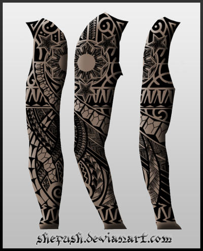 lower arm sleeve tribal tattoo