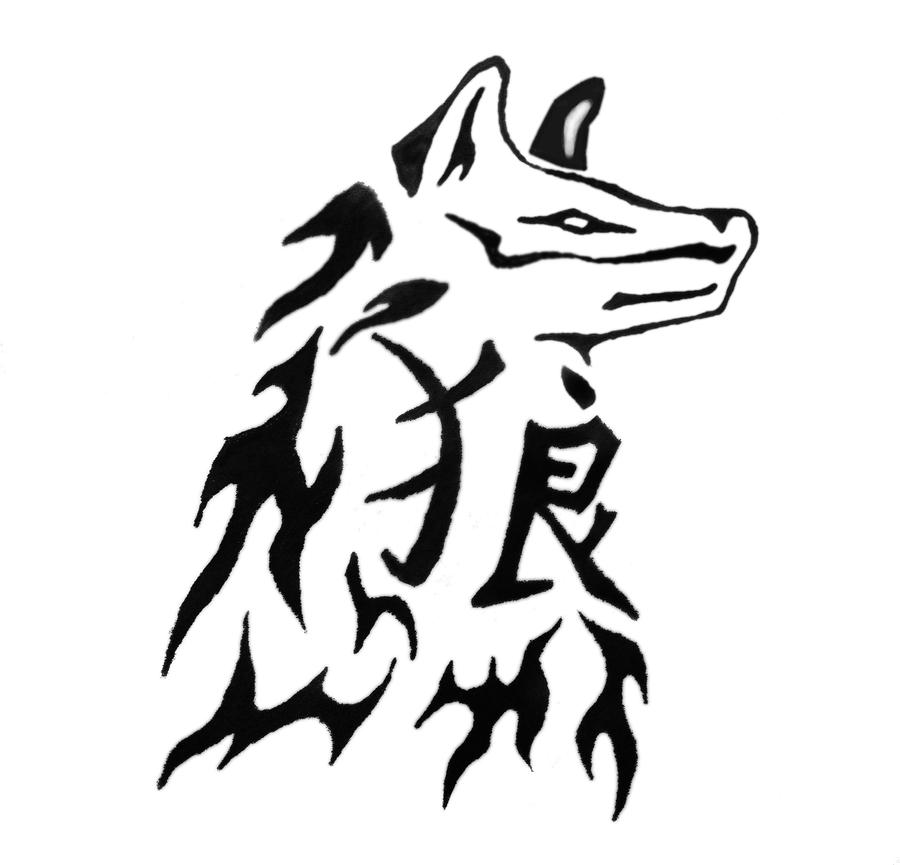 Chinese Tribal Wolf - chest tattoo