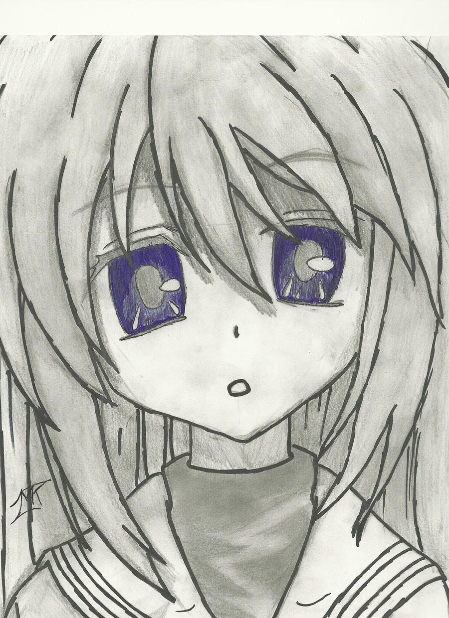 Tomoyo (Clannad) Pencil And Pen Drawing by 717thartist on ...