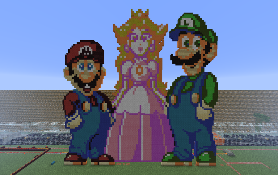 Super Mario Brothers And Princess Peach Pixel Art By ...