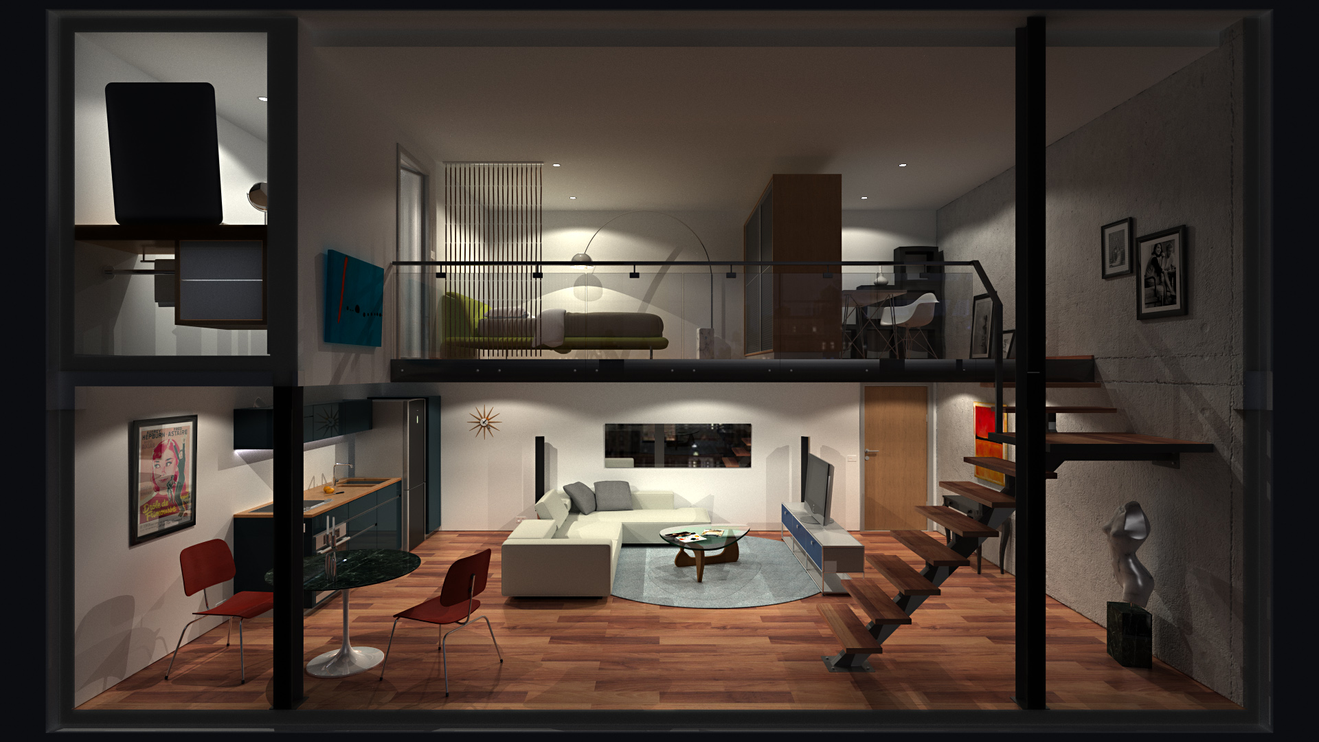 Loft Apartment 0 - HD, Night by richert on deviantART