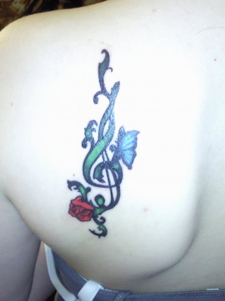 Treble Clef Tattoo. Rose Treble Clef Tattoo by
