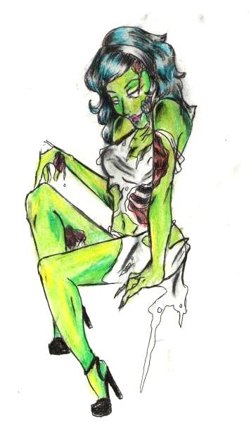Zombie Pin up Crayon 2 by MissxNightmare on deviantART