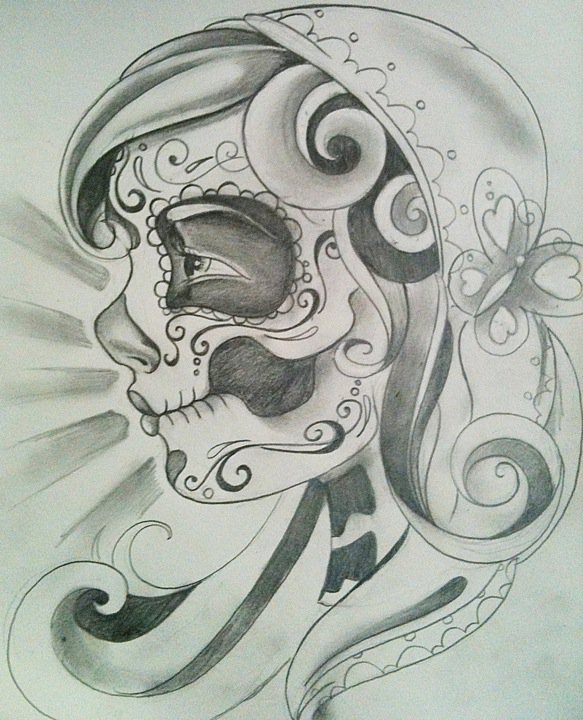 day of dead girl tattoo design. day of the dead girl