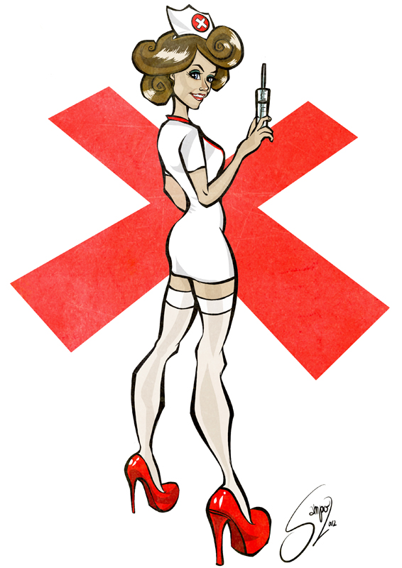 Nurse Cartoon Pin Up By Laserdatsun On Deviantart