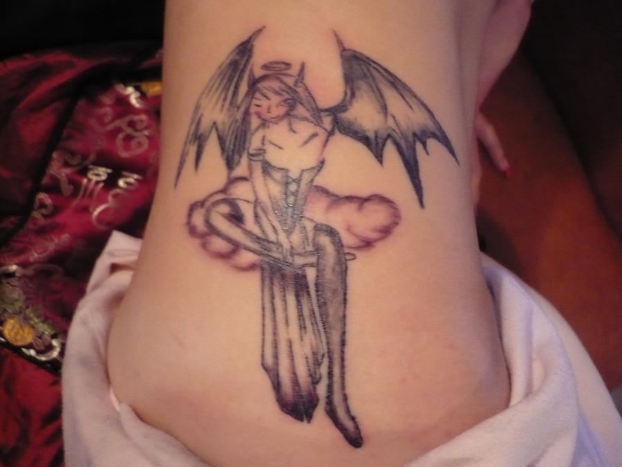 angel demon tattoo. angel demon tattoo by alecsa