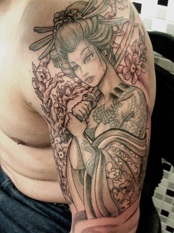 Shoulder Japanese Geisha Tattoo Picture 5