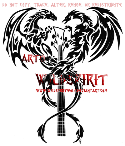 Dragon And Phoenix Bass Tattoo by *WildSpiritWolf on deviantART